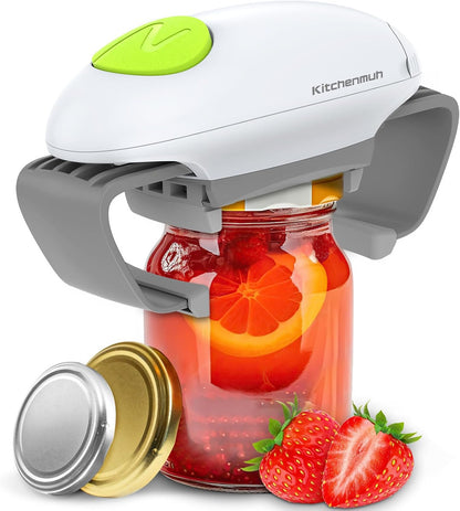Higher Torque Electric Jar Opener – Hands-Free Automatic Opener for Seniors & Arthritis (White)