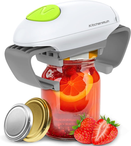 Higher Torque Electric Jar Opener – Hands-Free Automatic Opener for Seniors & Arthritis (White)