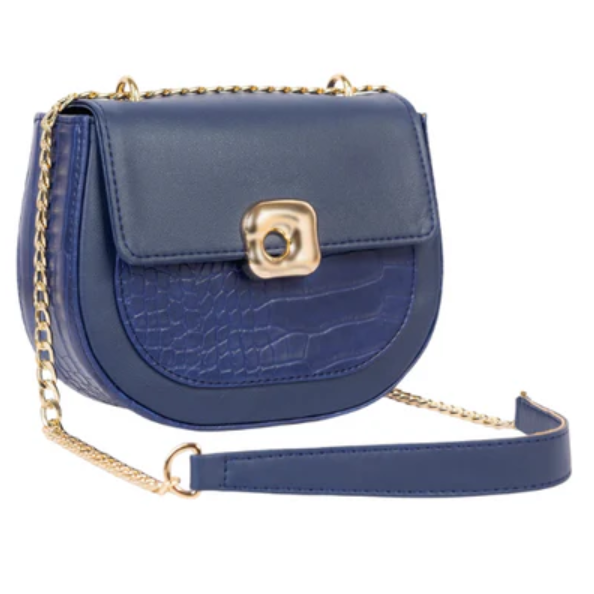 Navy Two Tone Rexine Handbag