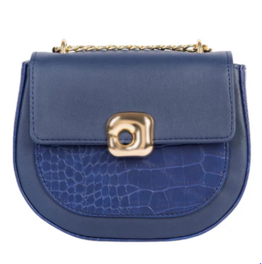 Navy Two Tone Rexine Handbag