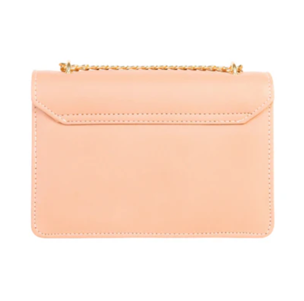 Pink Rexine Flap Chain Handbag