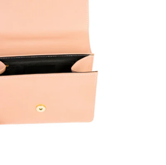 Pink Rexine Flap Chain Handbag