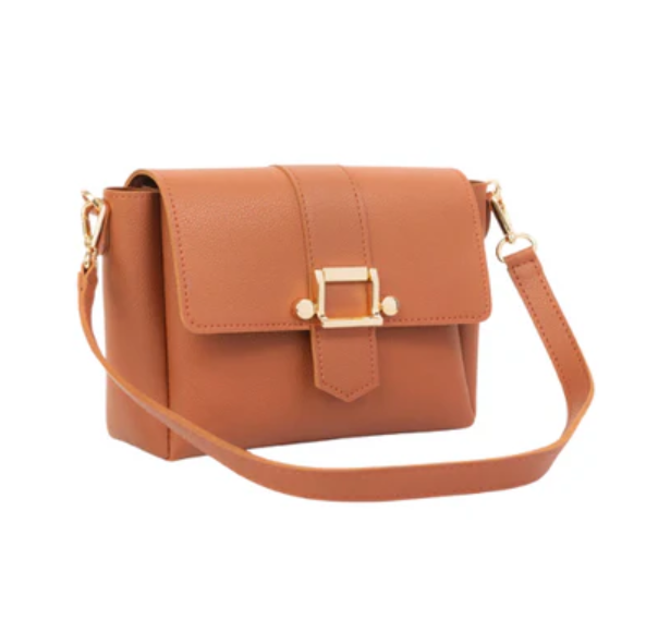Rust Rexine Flap Chain Handbag